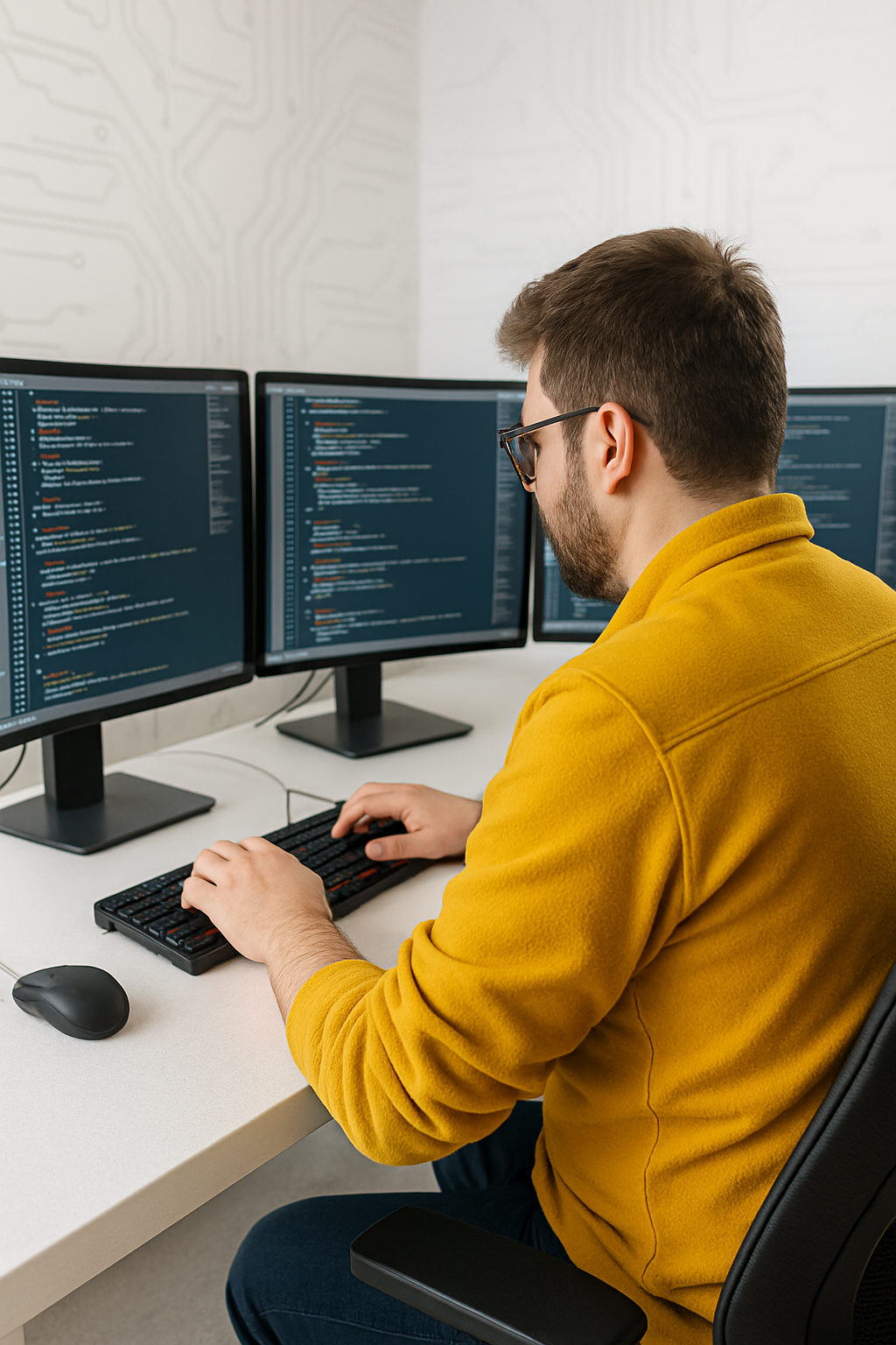 Marfinex - Desarrollador trabajando con múltiples monitores